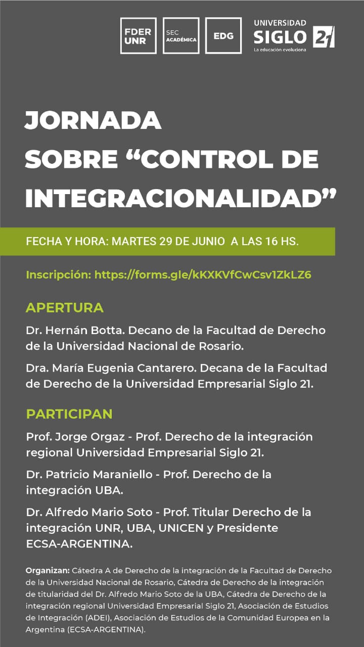 JORNADA SOBRE «CONTROL DE INTEGRACIONALIDAD», CON LA PARTICIPACIÓN DEL PRESIDENTE DE LA AAJC, EL DR. PATRICIO MARANIELLO.