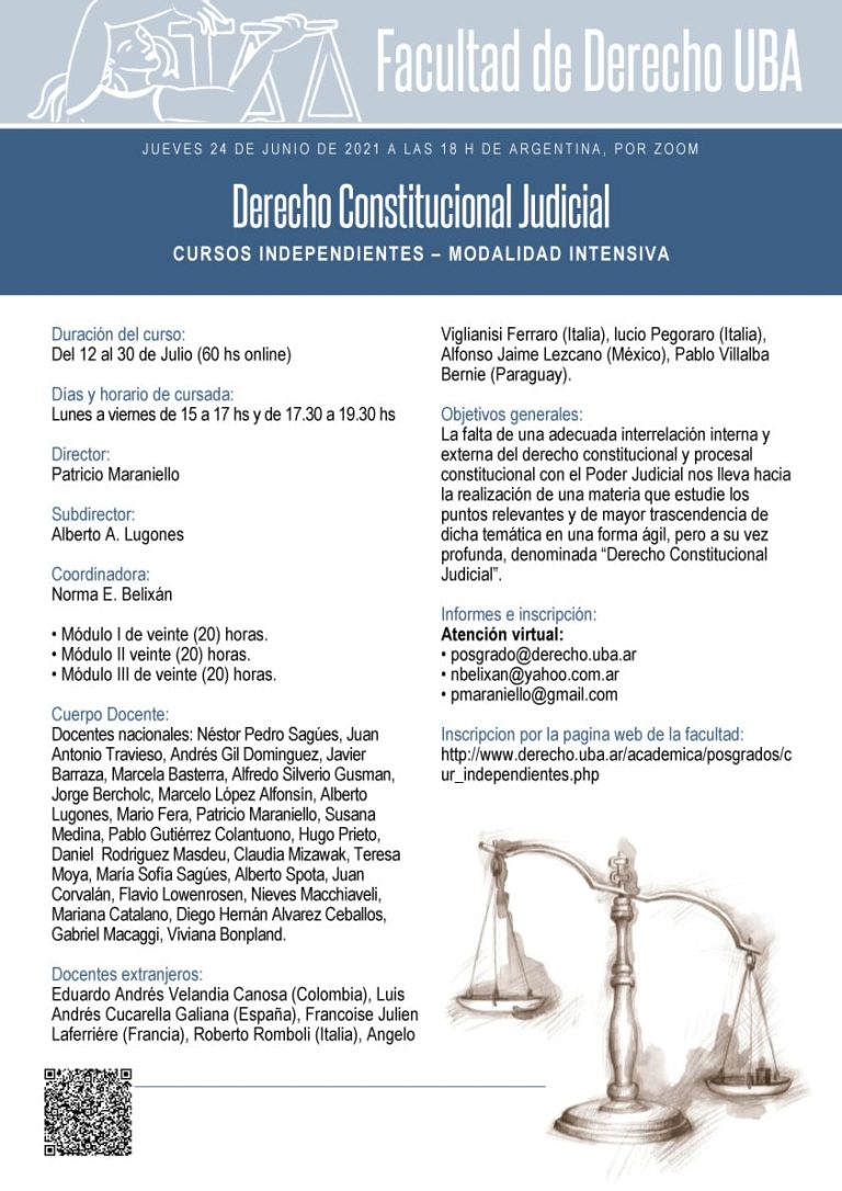 POSGRADO DE DERECHO CONSTITUCIONAL JUDICIAL, UNIVERSIDAD DE BUENOS AIRES.