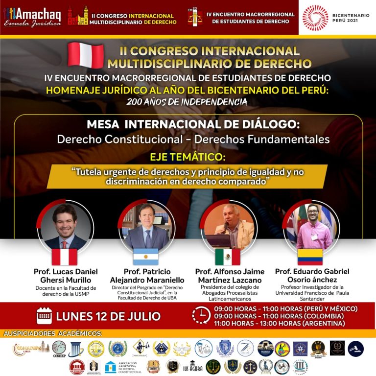 II CONGRESO INTERNACIONAL MULTIDISCIPLINARIO DE DERECHO Y IV ENCUENTRO MACRORREGIONAL DE ESTUDIANTES DE DERECHO