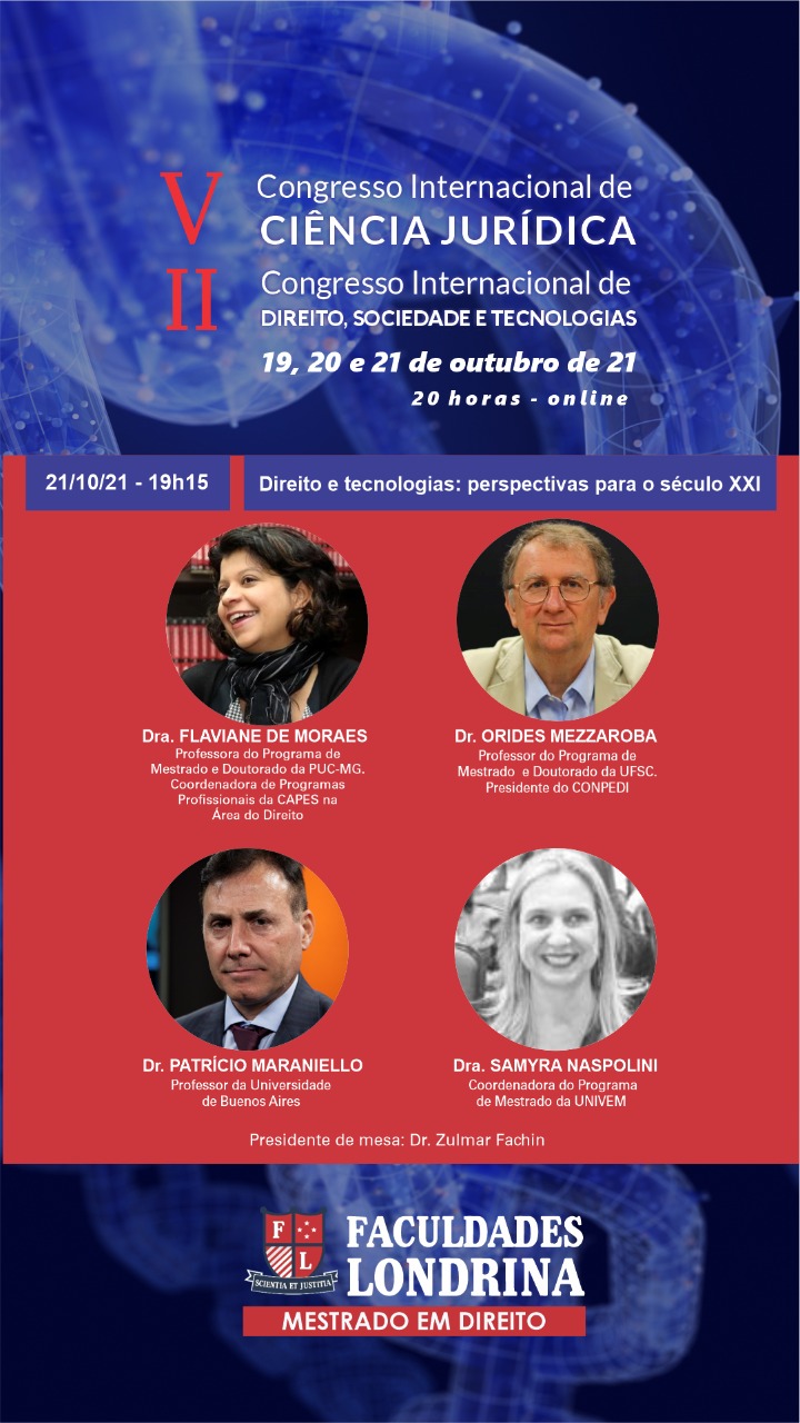 V CONGRESO DE CIENCIA JURÍDICA y II CONGRESO INTERNACIONAL DE DERECHO, SOCIEDAD Y TECNOLOGÍAS.
