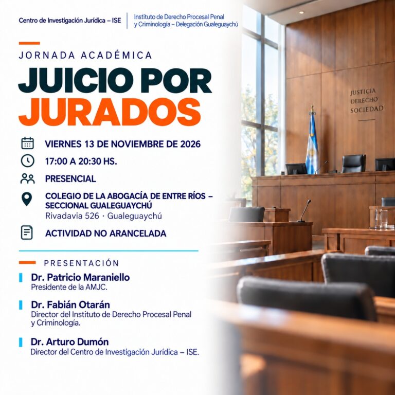 Patricio Maraniello participará de una jornada académica sobre juicio por jurados en Gualeguaychú